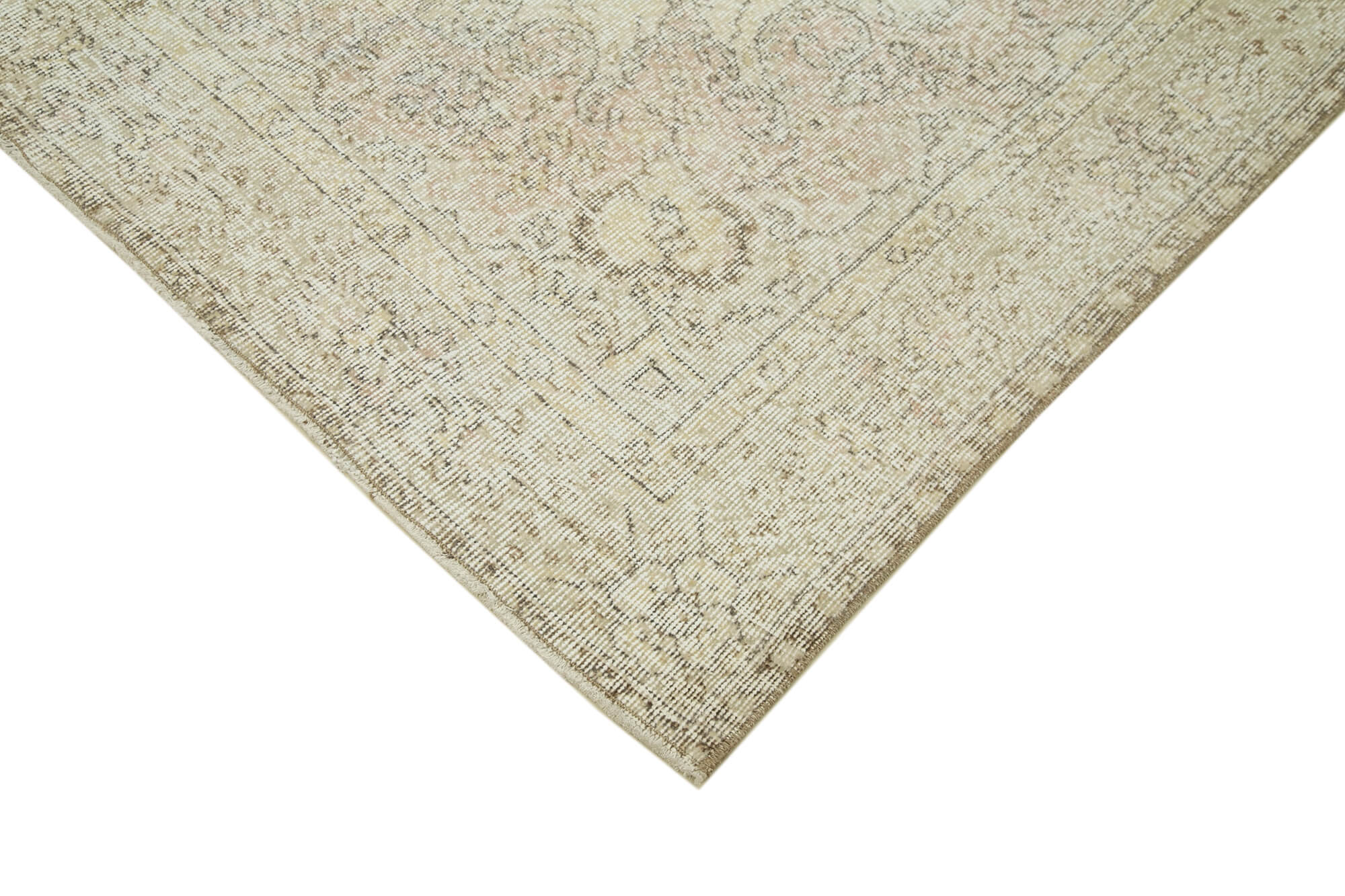 Handmade Wool Area Rug – Vintage Cotton Rug, Beige Wool Carpet, 6'7''x9'8''