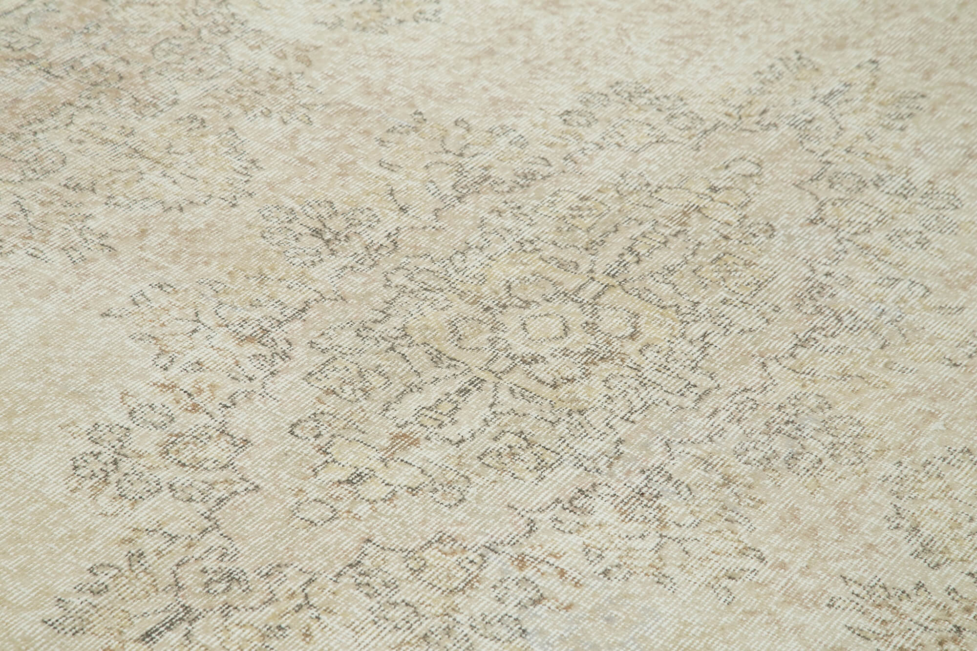 Handmade Wool Area Rug – Vintage Cotton Rug, Beige Wool Carpet, 6'7''x9'8''