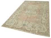 Handmade Vintage Area Rug – Beige Cotton Wool Carpet 5'7'' x 9'5'' | Durable Turkish Wool