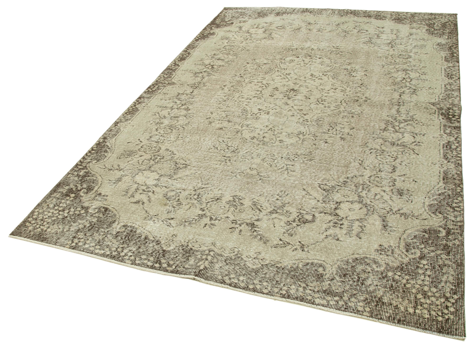 Handmade Vintage Area Rug | Durable Handwoven Cotton Wool Blend | Traditional Beige Wool Carpet