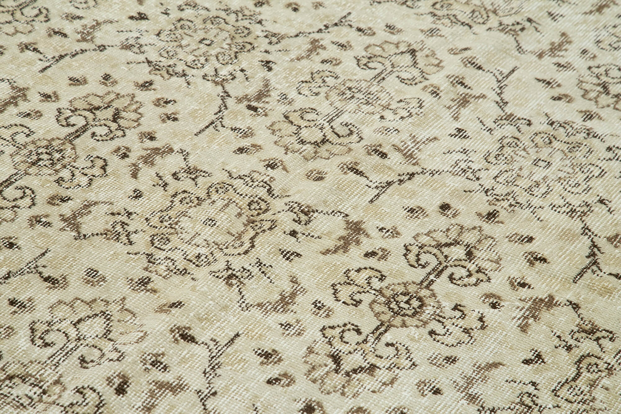 Handmade Area Rug – Vintage Beige Wool Cotton Rug 6'2'' x 9'11'' Classic Turkish Carpet