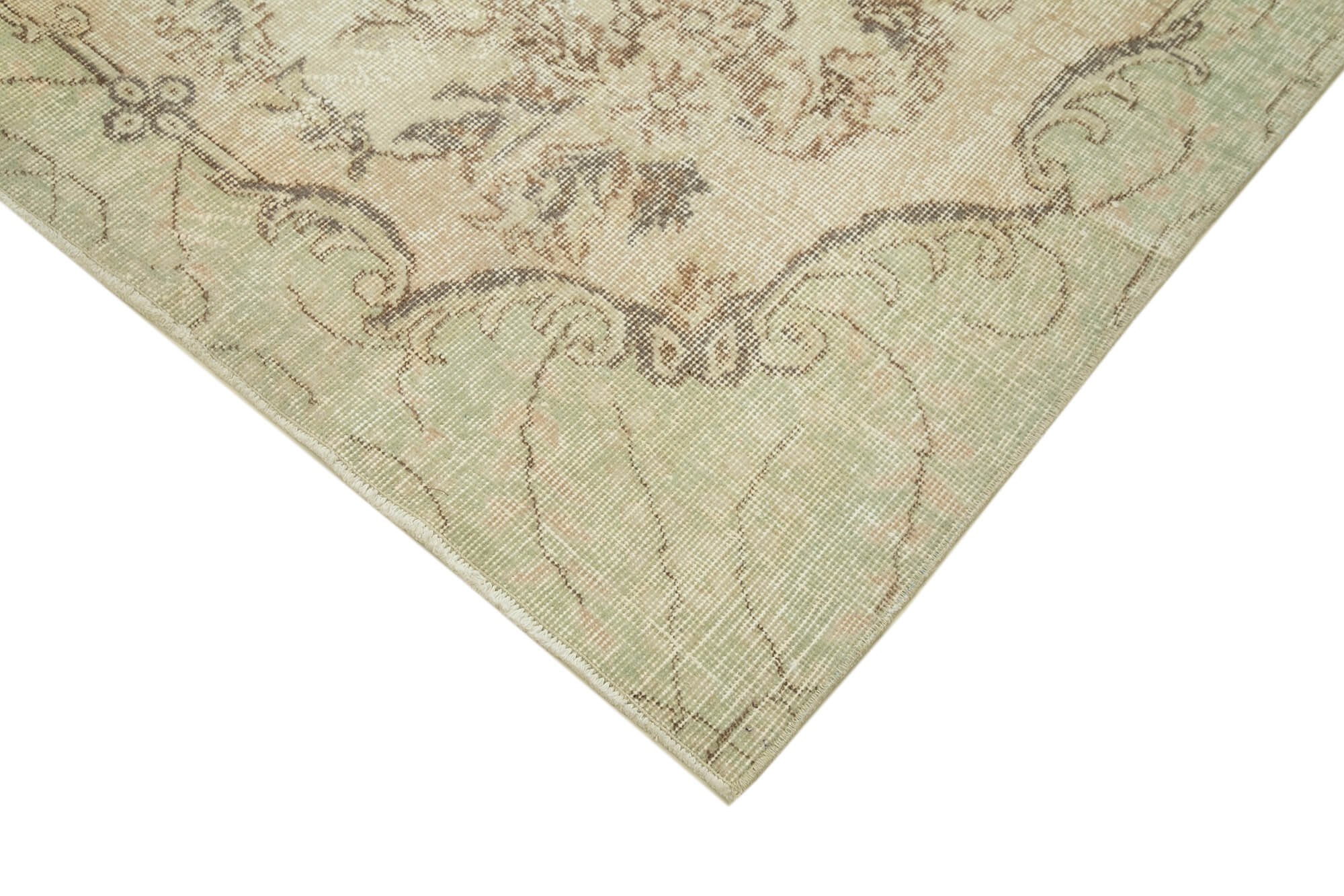 Handmade Wool Area Rug – Vintage Cotton Rug | Beige Area Carpet 6'5''x9'11''