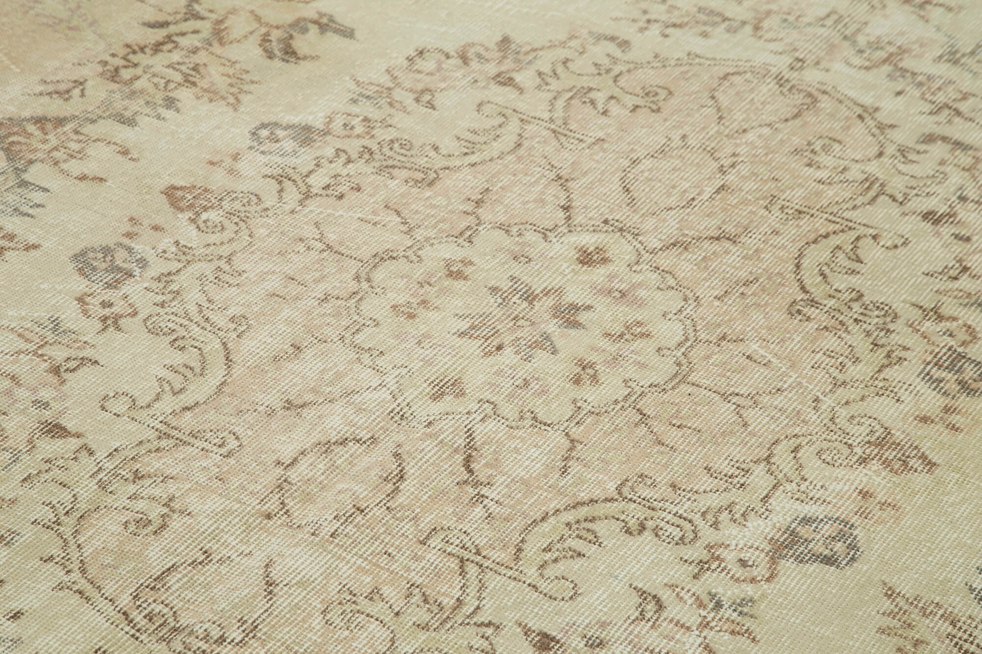 Handmade Wool Area Rug – Vintage Cotton Rug | Beige Area Carpet 6'5''x9'11''