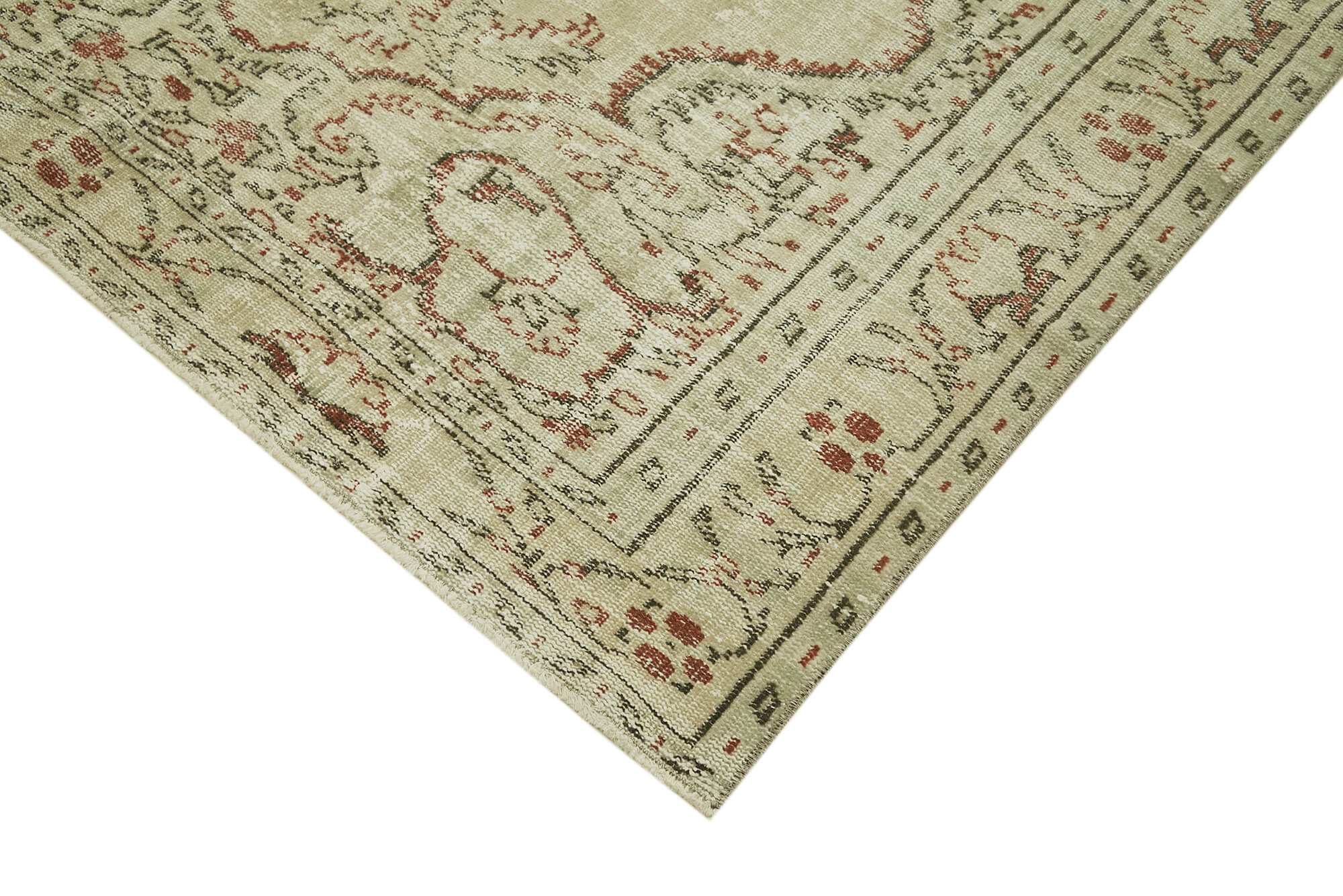 Handmade Wool Area Rug – Vintage Cotton Rug | Beige 5'11'' x 10'6'' Soft Texture