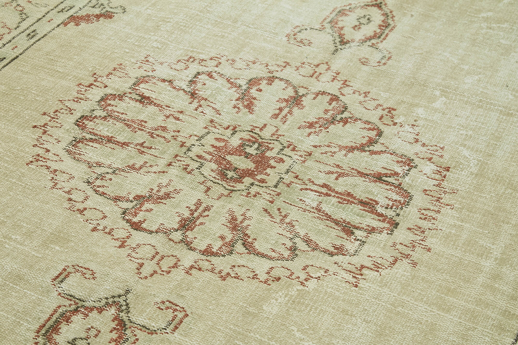 Handmade Wool Area Rug – Vintage Cotton Rug | Beige 5'11'' x 10'6'' Soft Texture