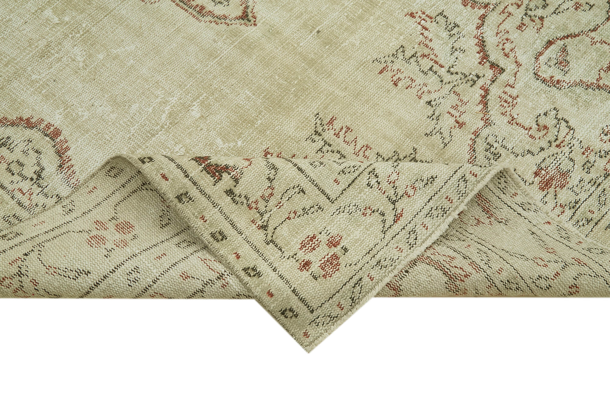 Handmade Wool Area Rug – Vintage Cotton Rug | Beige 5'11'' x 10'6'' Soft Texture