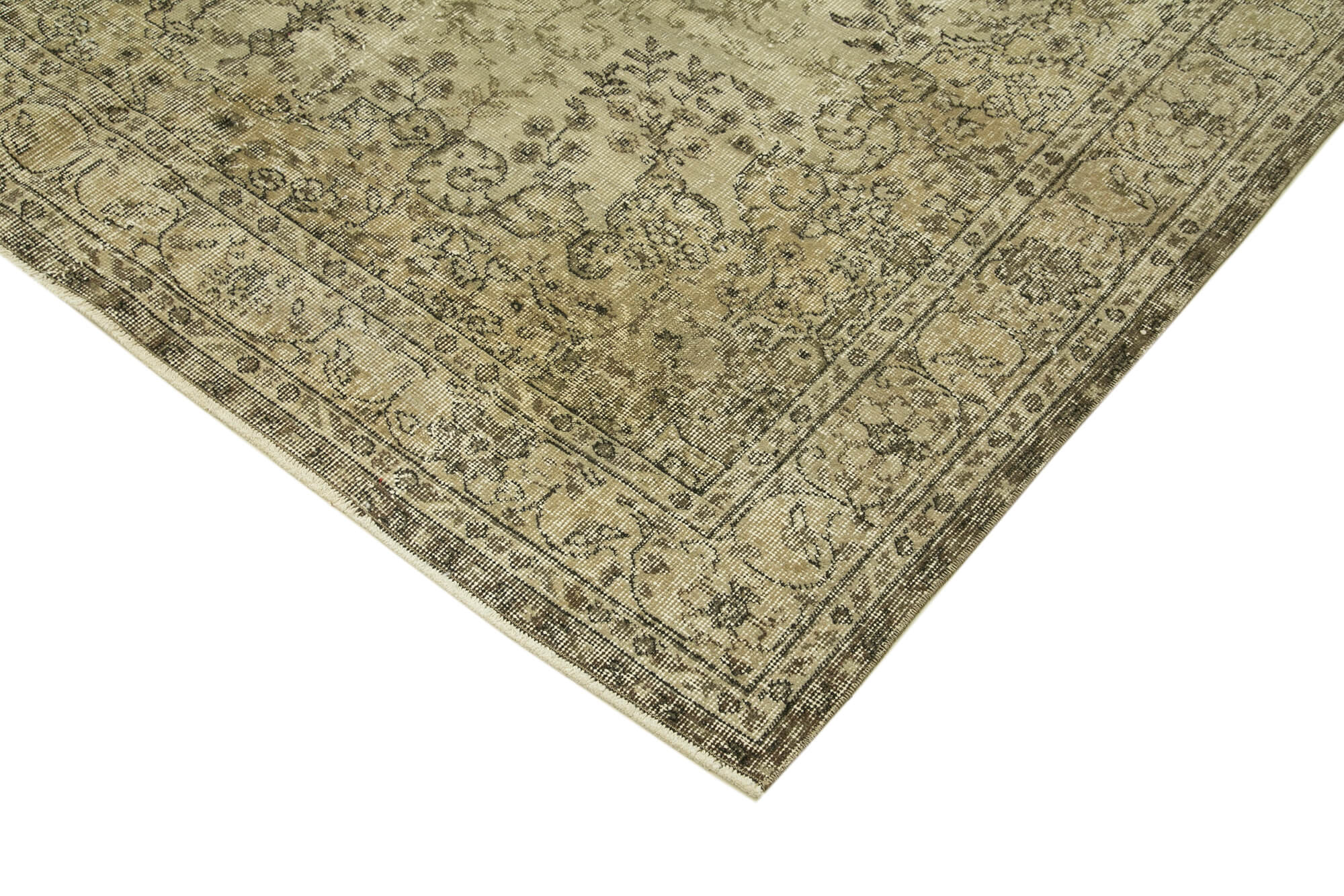 Handmade Wool Area Rug – Vintage Cotton Rug | Beige Area Carpet 6'7''x9'9''