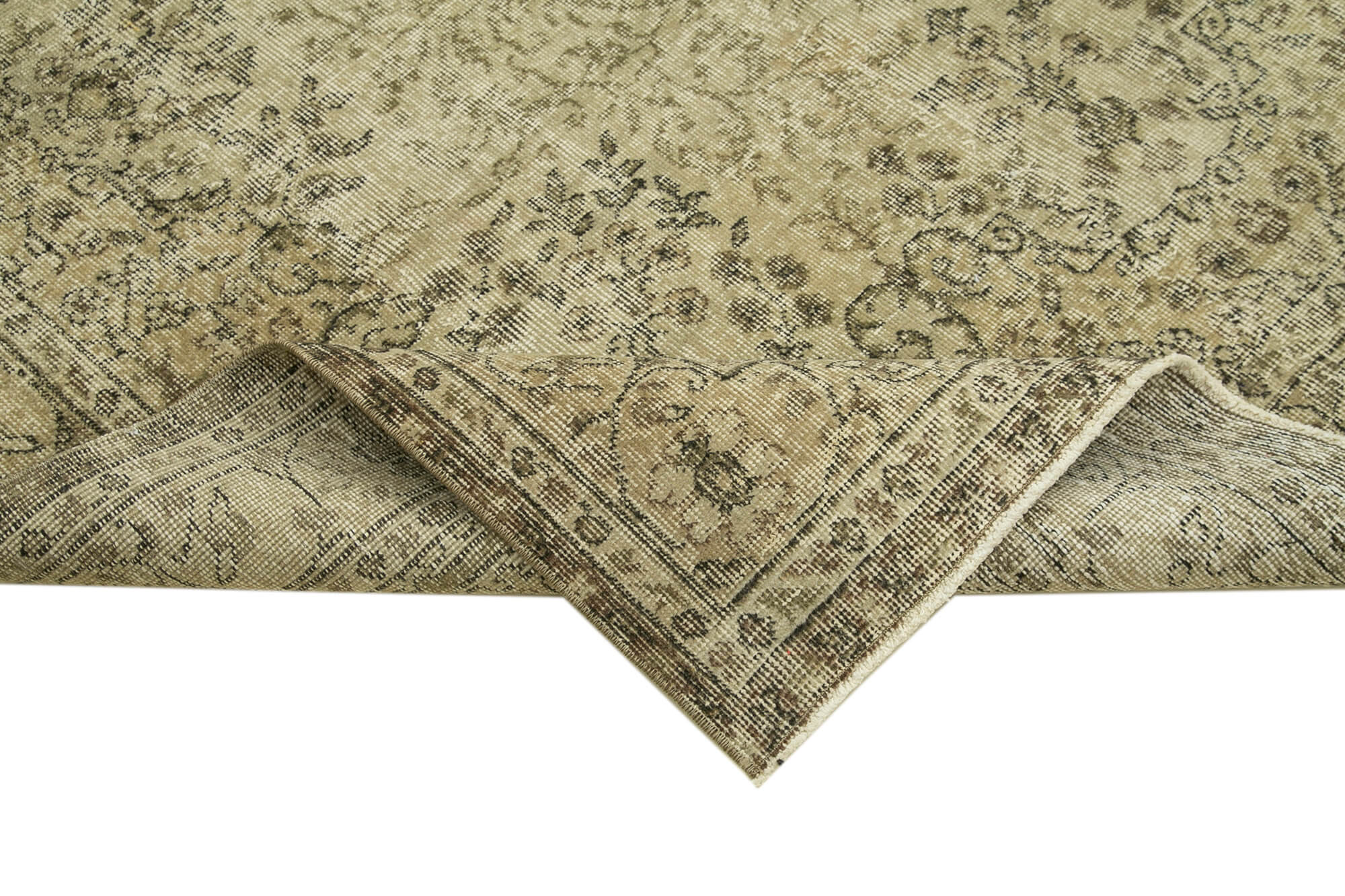 Handmade Wool Area Rug – Vintage Cotton Rug | Beige Area Carpet 6'7''x9'9''