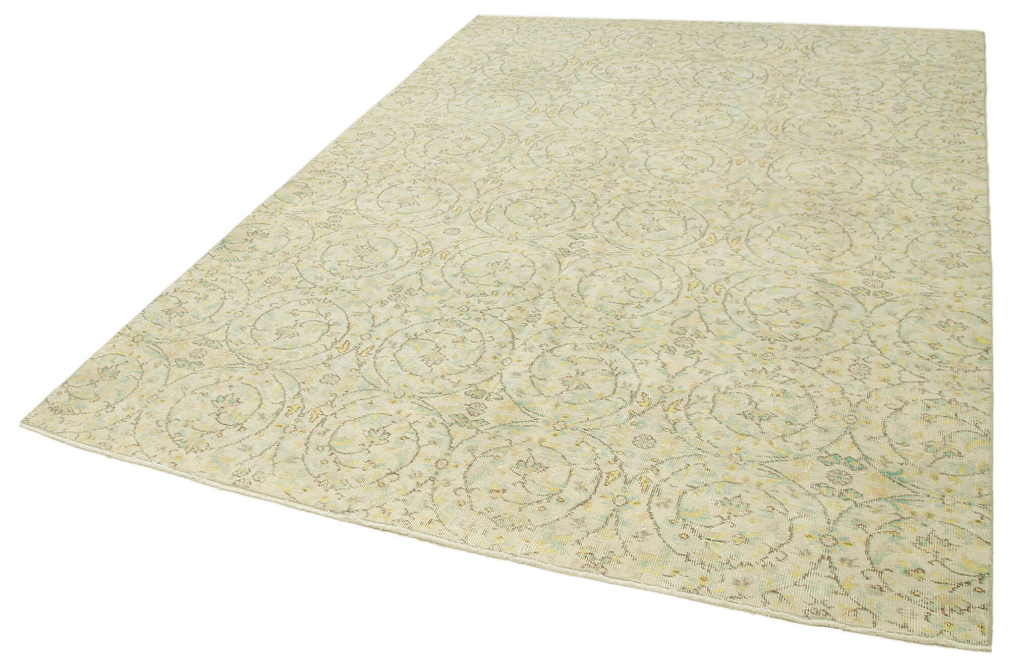 Handmade Wool Area Rug – Vintage Cotton Rug, Beige 6'9''x9'4'' Durable Soft Carpet