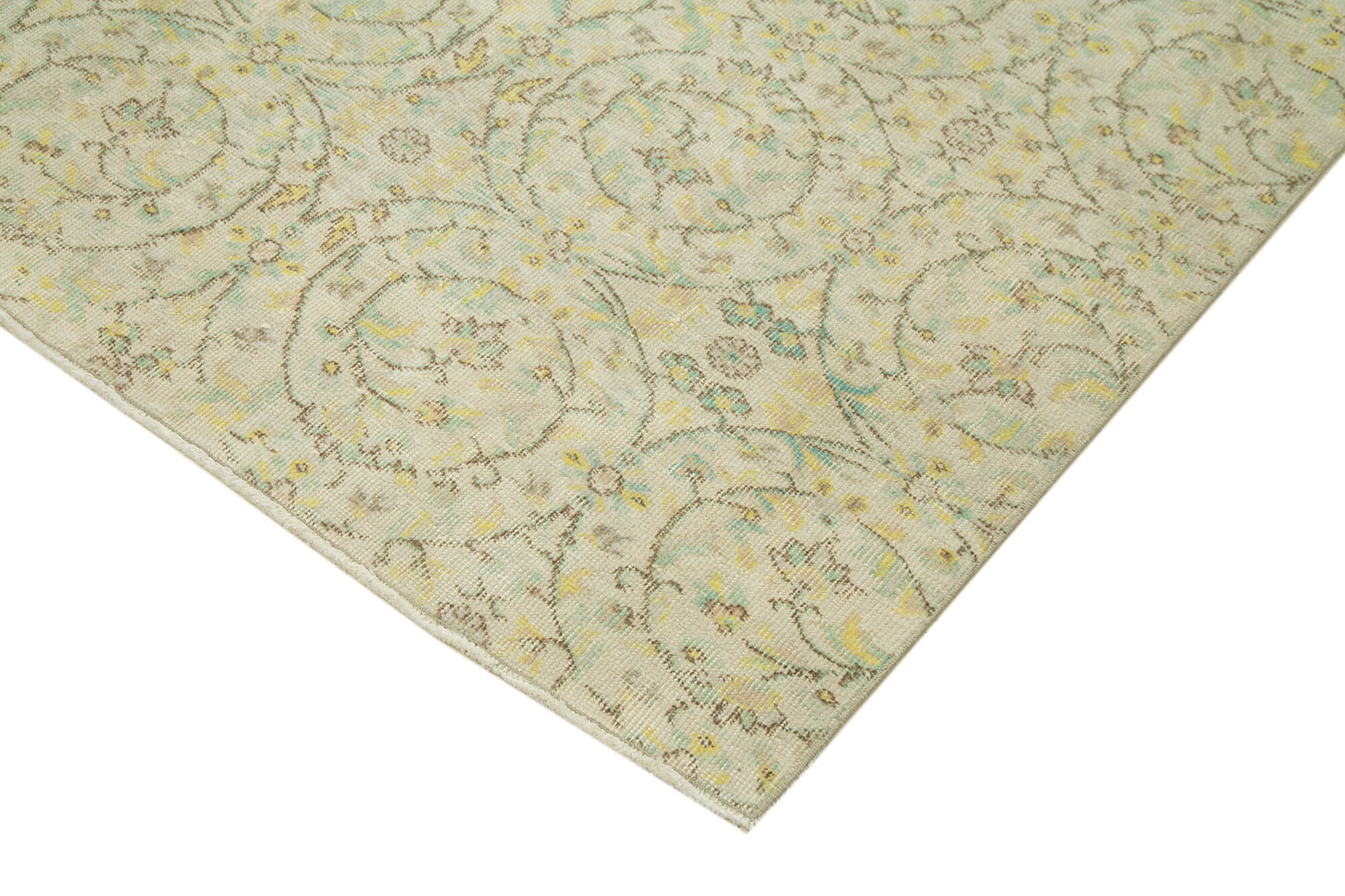 Handmade Wool Area Rug – Vintage Cotton Rug, Beige 6'9''x9'4'' Durable Soft Carpet