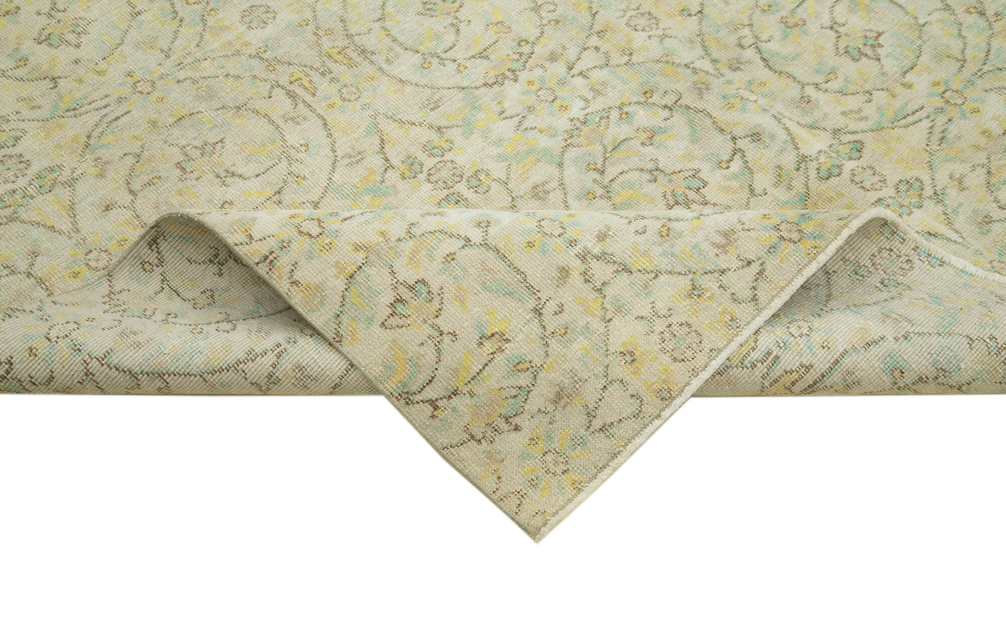 Handmade Wool Area Rug – Vintage Cotton Rug, Beige 6'9''x9'4'' Durable Soft Carpet