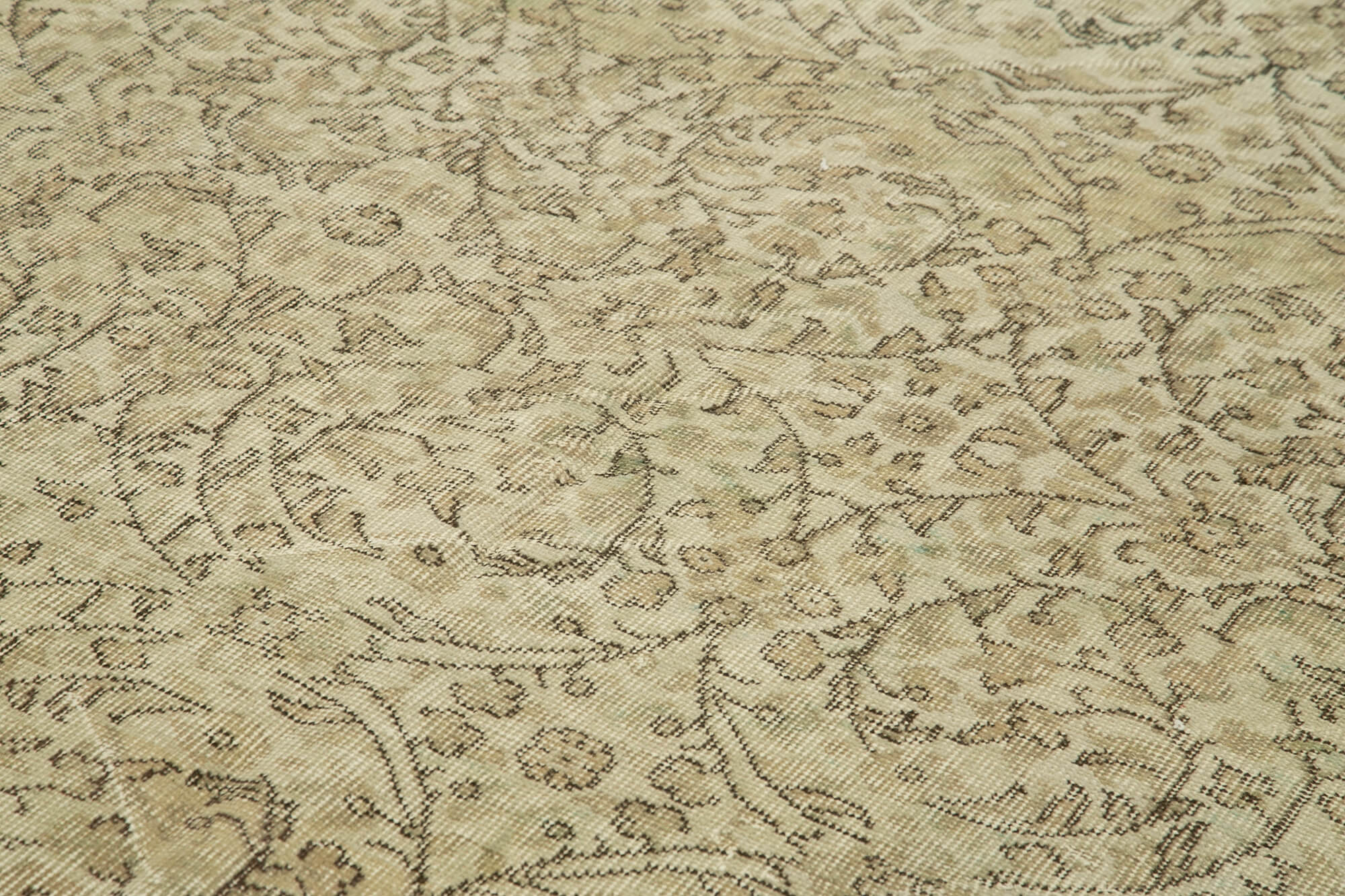 Handmade Wool Area Rug – Vintage Cotton Rug, Beige 6'2''x9'9'' Classic Carpet