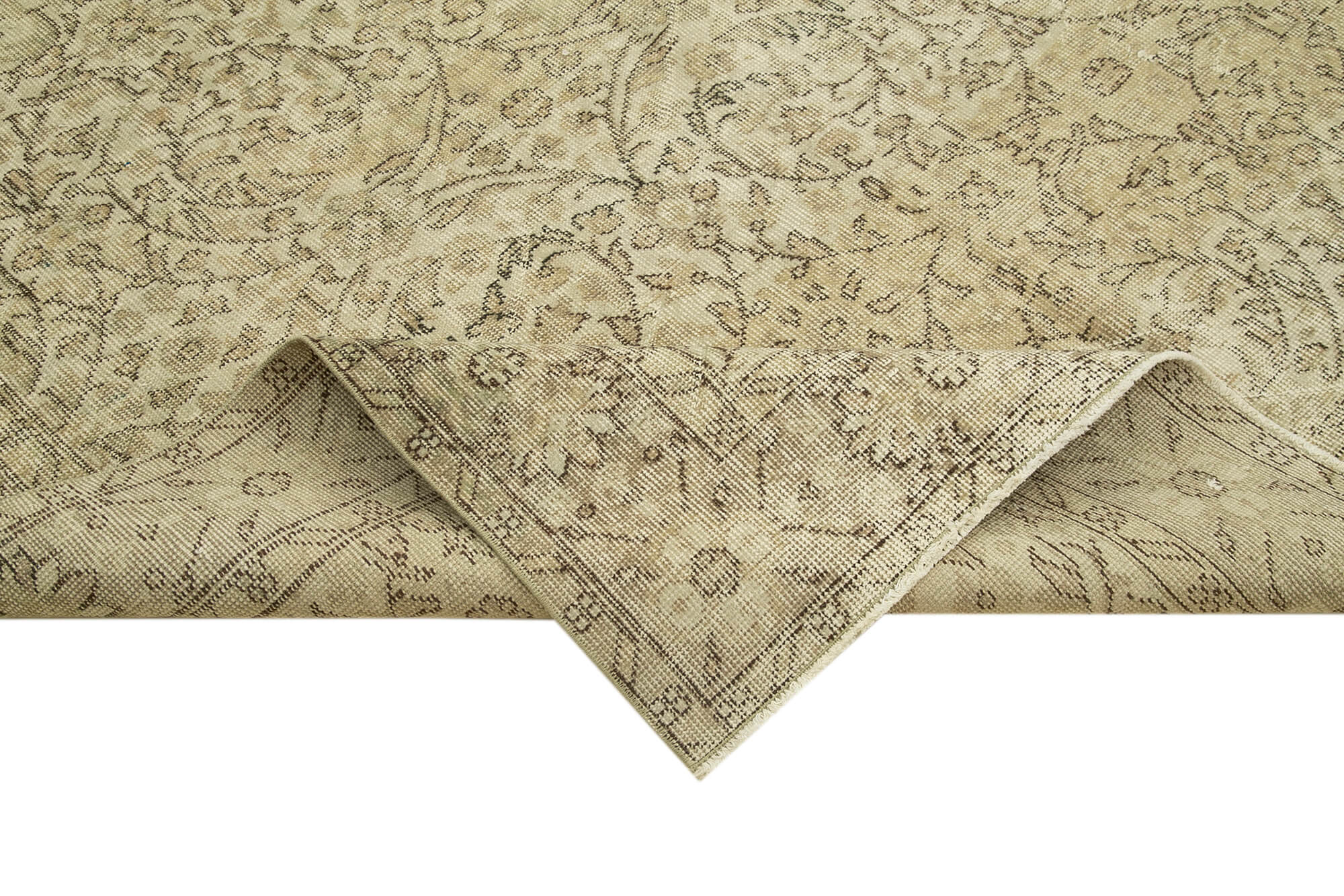 Handmade Wool Area Rug – Vintage Cotton Rug, Beige 6'2''x9'9'' Classic Carpet