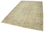 Handmade Vintage Area Rug - Turkish Hand Knotted Beige Wool Carpet 5'9''x9'2''