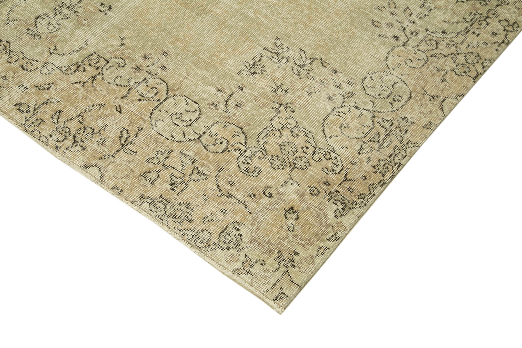Handmade Vintage Area Rug - Turkish Hand Knotted Beige Wool Carpet 5'9''x9'2''