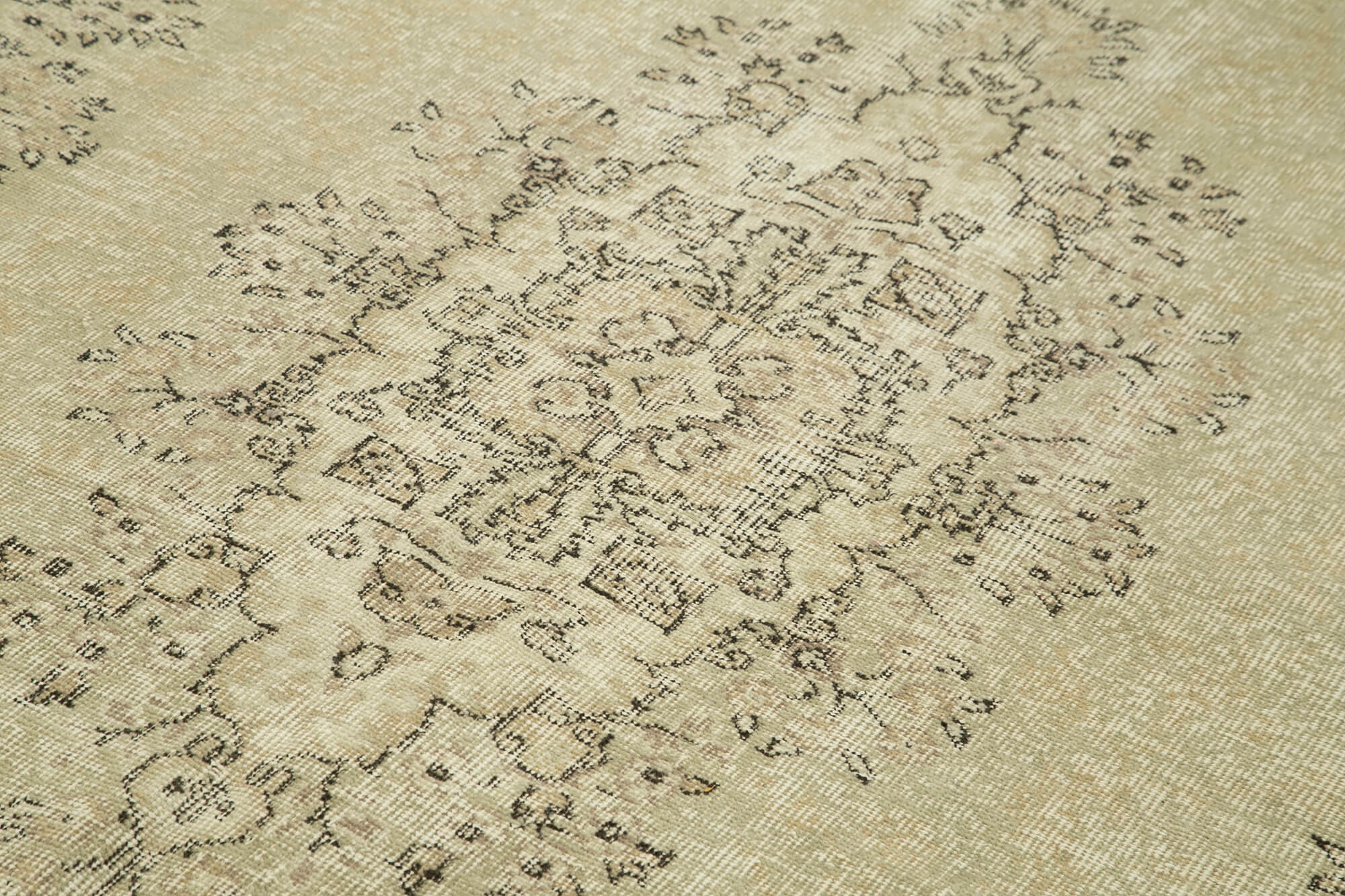 Handmade Vintage Area Rug - Turkish Hand Knotted Beige Wool Carpet 5'9''x9'2''