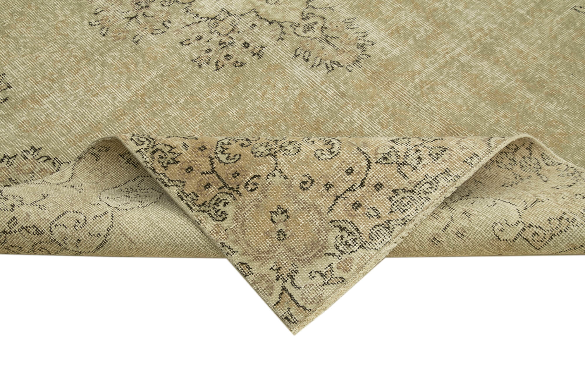 Handmade Vintage Area Rug - Turkish Hand Knotted Beige Wool Carpet 5'9''x9'2''
