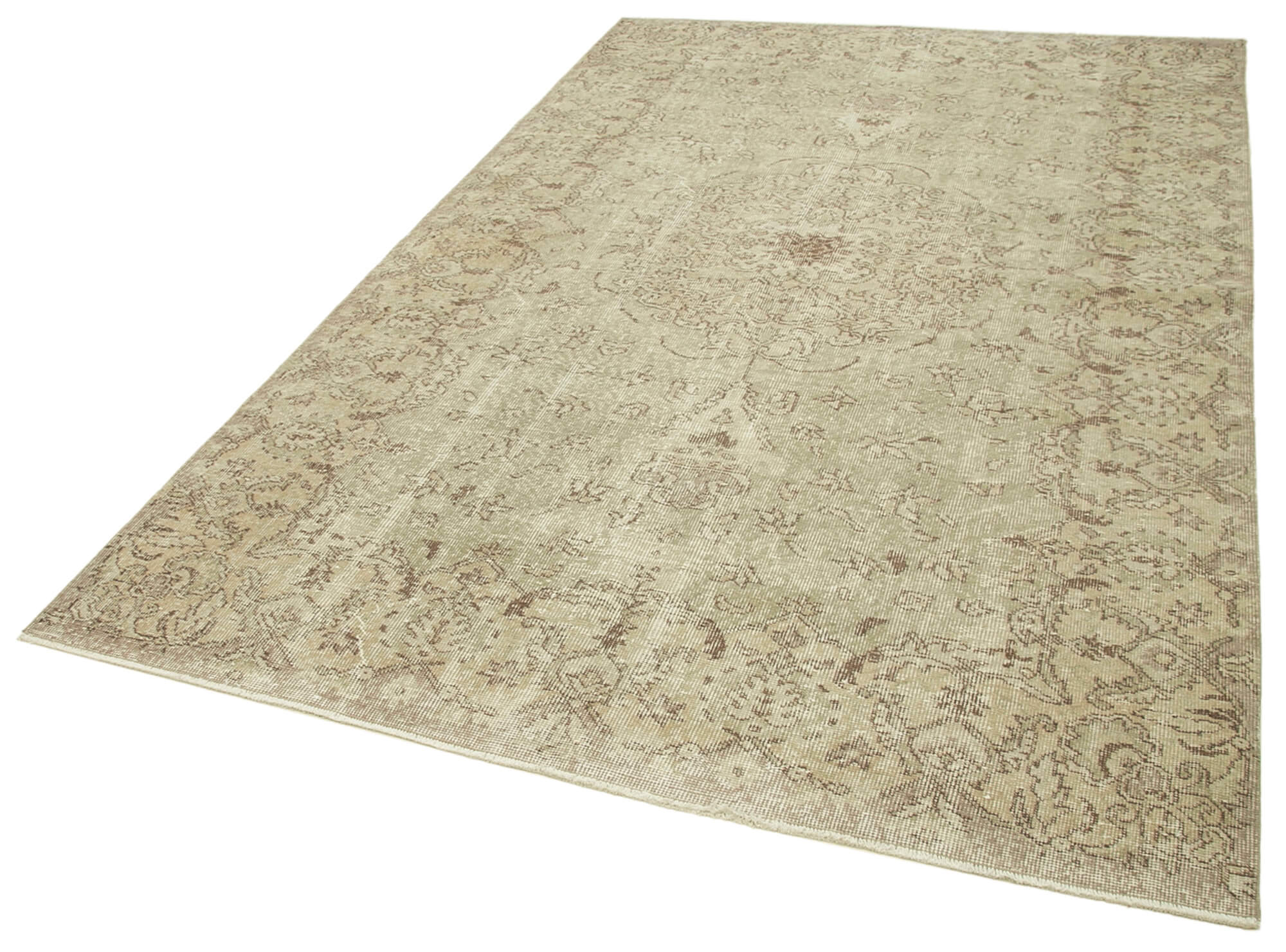 Handmade Wool Area Rug | Durable Cotton Weave Vintage Cotton Rug, Beige Area Carpet 5'8''x9'6''