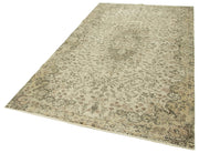 Handmade Wool Area Rug – Vintage Cotton Rug 5x9, Neutral Beige Carpet