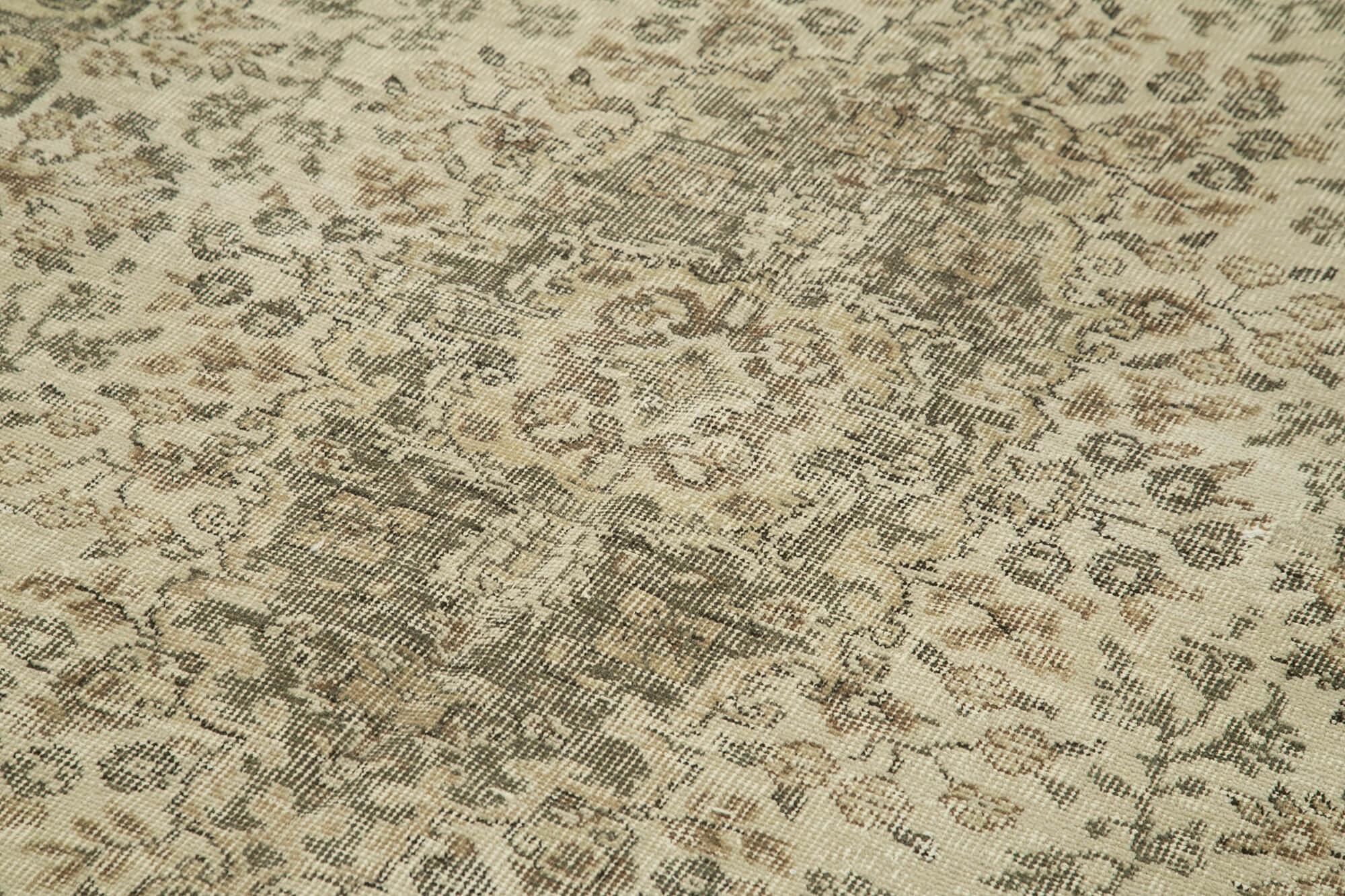 Handmade Wool Area Rug – Vintage Cotton Rug 5x9, Neutral Beige Carpet
