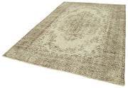 Handmade Wool Area Rug – Vintage Cotton Rug | Beige Area Carpet 6'7''x9'10''