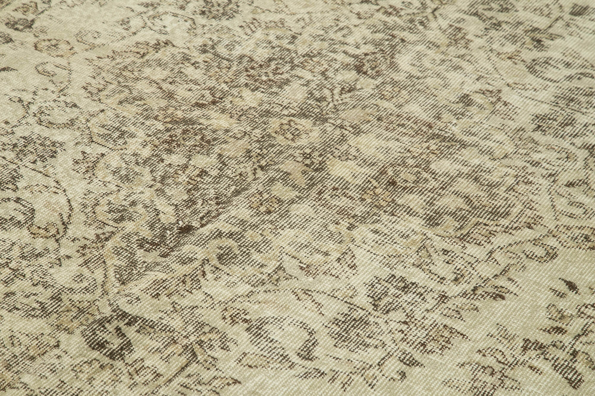 Handmade Wool Area Rug – Vintage Cotton Rug | Beige Area Carpet 6'7''x9'10''