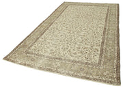 Handmade Wool Area Rug | Traditional Hand Knotted Vintage Cotton Rug in Beige 5'11''x10'2''