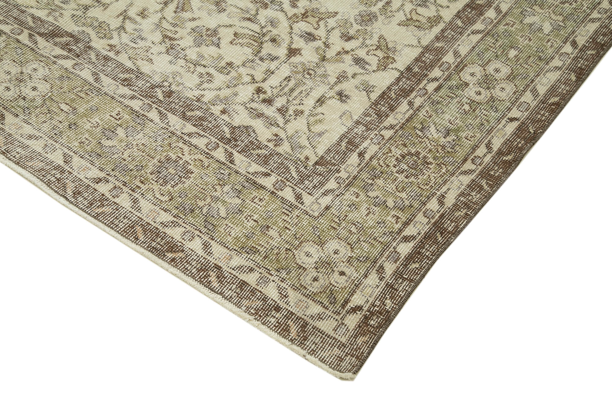 Handmade Wool Area Rug | Traditional Hand Knotted Vintage Cotton Rug in Beige 5'11''x10'2''
