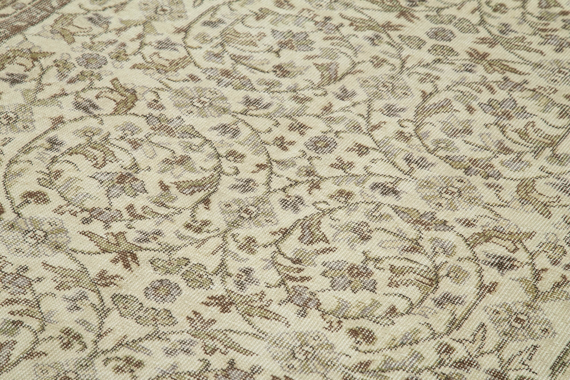 Handmade Wool Area Rug | Traditional Hand Knotted Vintage Cotton Rug in Beige 5'11''x10'2''