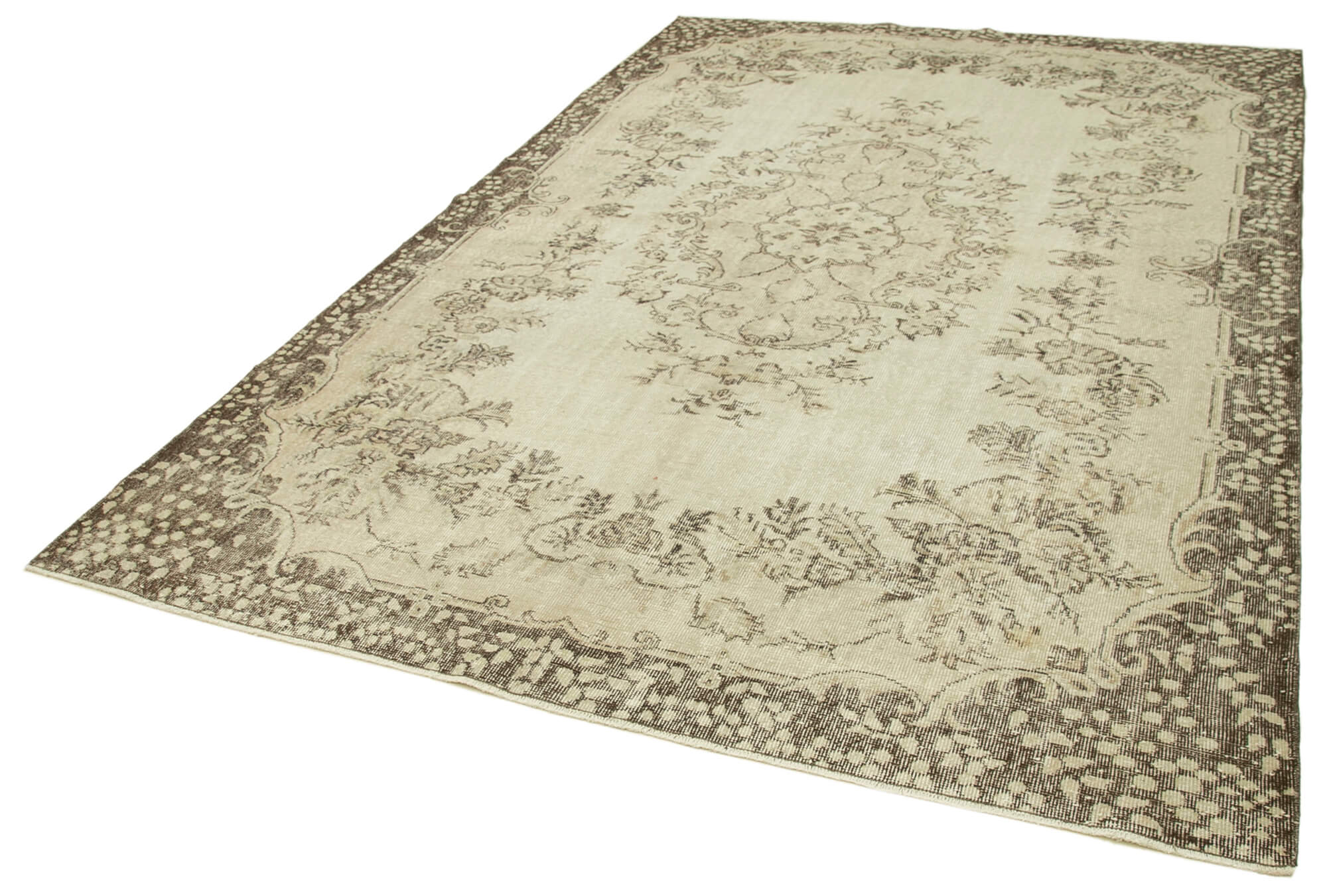 Handmade Wool Area Rug – Vintage Cotton Rug, Beige Turkish Wool Carpet 6'10''x10'2''