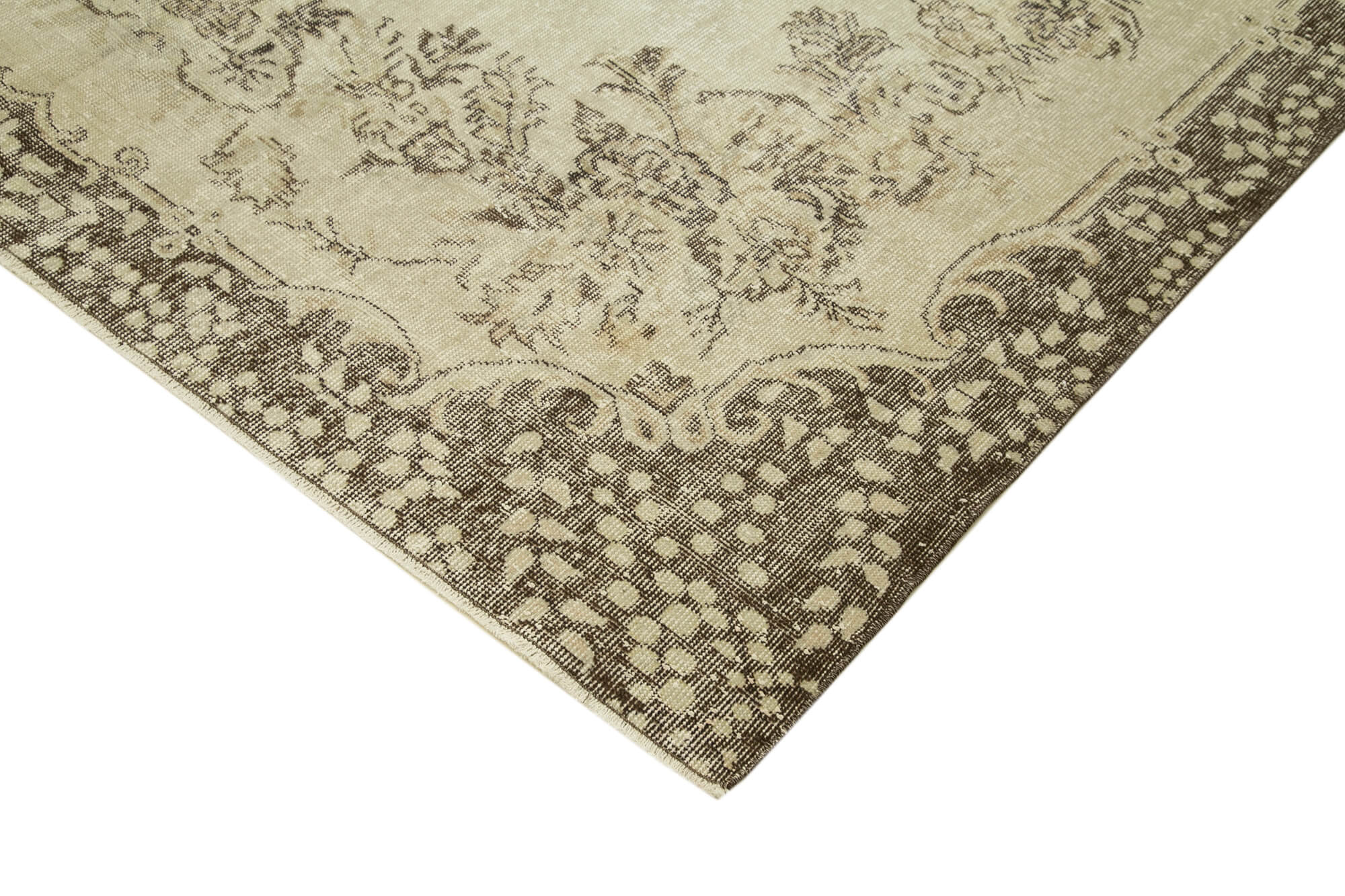 Handmade Wool Area Rug – Vintage Cotton Rug, Beige Turkish Wool Carpet 6'10''x10'2''