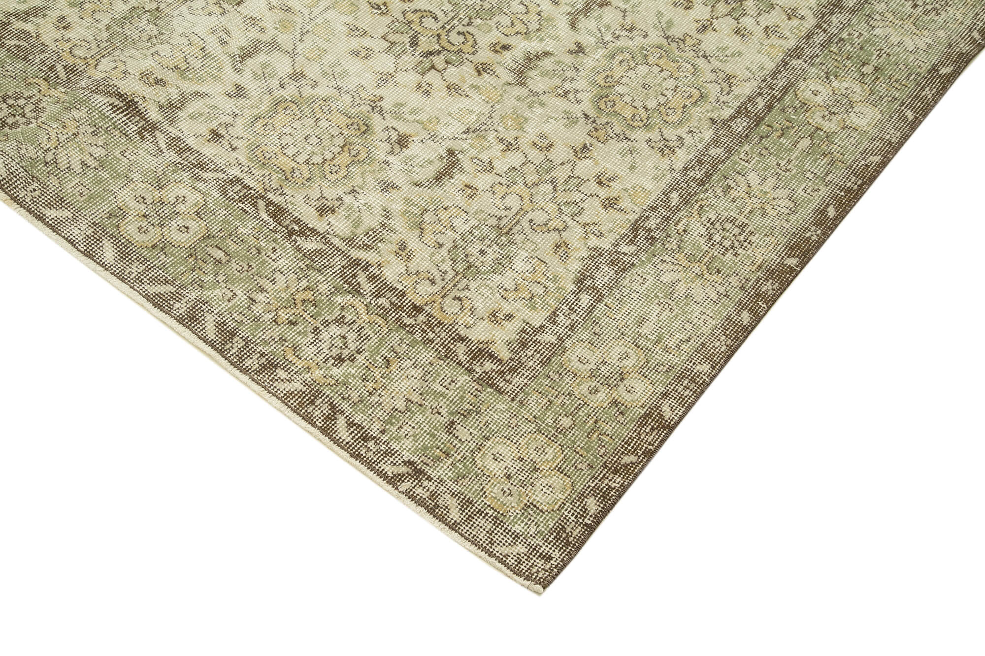 Handmade Area Rug - Vintage Cotton Wool 6'5''x10'2'' Neutral Beige Bohemian Style