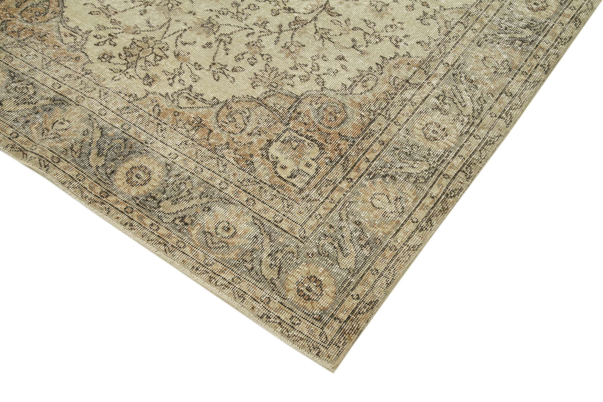 Handmade Vintage Area Rug – Beige Wool Carpet 5'1'' x 8'11'' | Turkish Hand Knotted