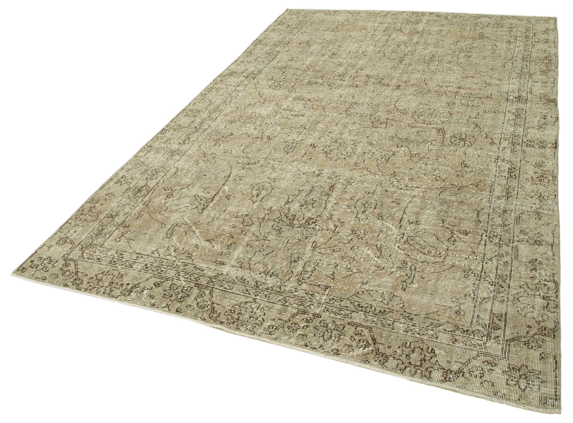 Handmade Wool Area Rug | Vintage Cotton Rug - Neutral Beige Turkish Wool Carpet 5'11''x9'8''