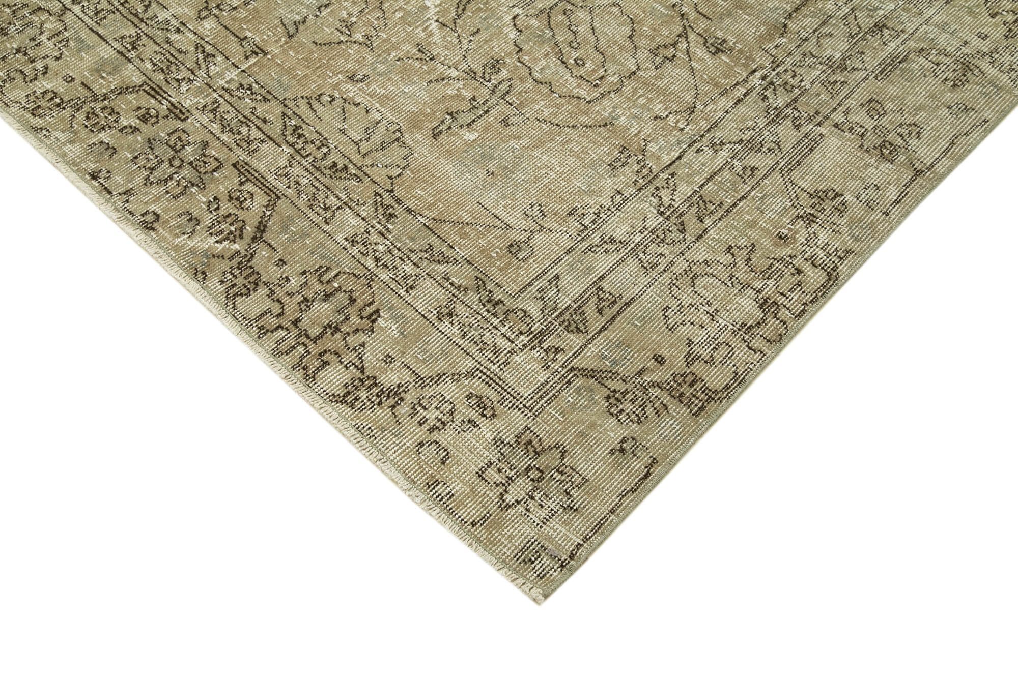 Handmade Wool Area Rug | Vintage Cotton Rug - Neutral Beige Turkish Wool Carpet 5'11''x9'8''