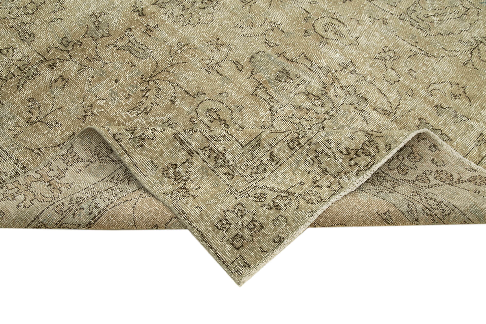Handmade Wool Area Rug | Vintage Cotton Rug - Neutral Beige Turkish Wool Carpet 5'11''x9'8''