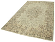 Handmade Wool Area Rug – Vintage Cotton Rug 5'5''x9'3'' Beige Neutral Color