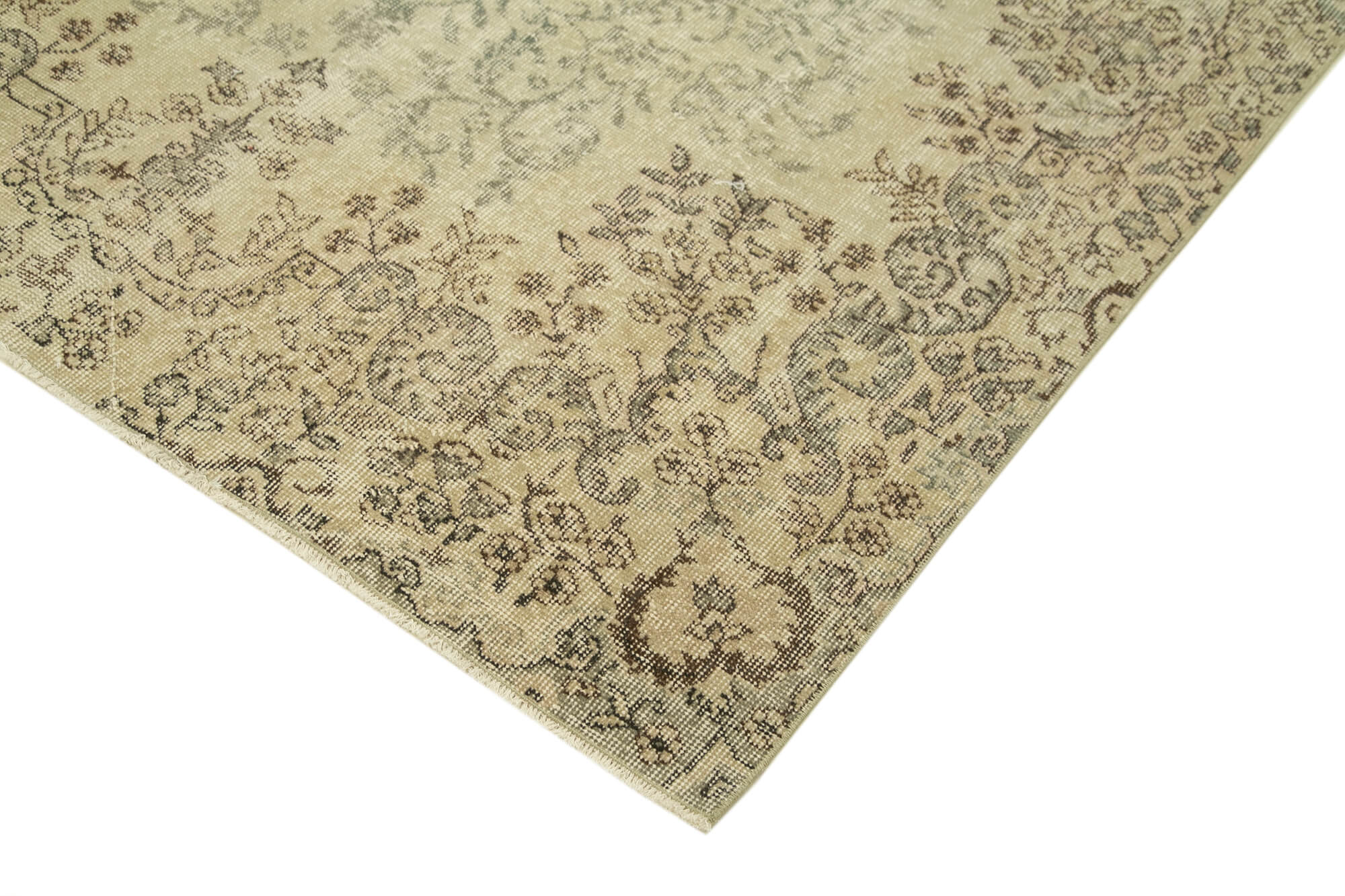 Handmade Wool Area Rug – Vintage Cotton Rug 5'5''x9'3'' Beige Neutral Color