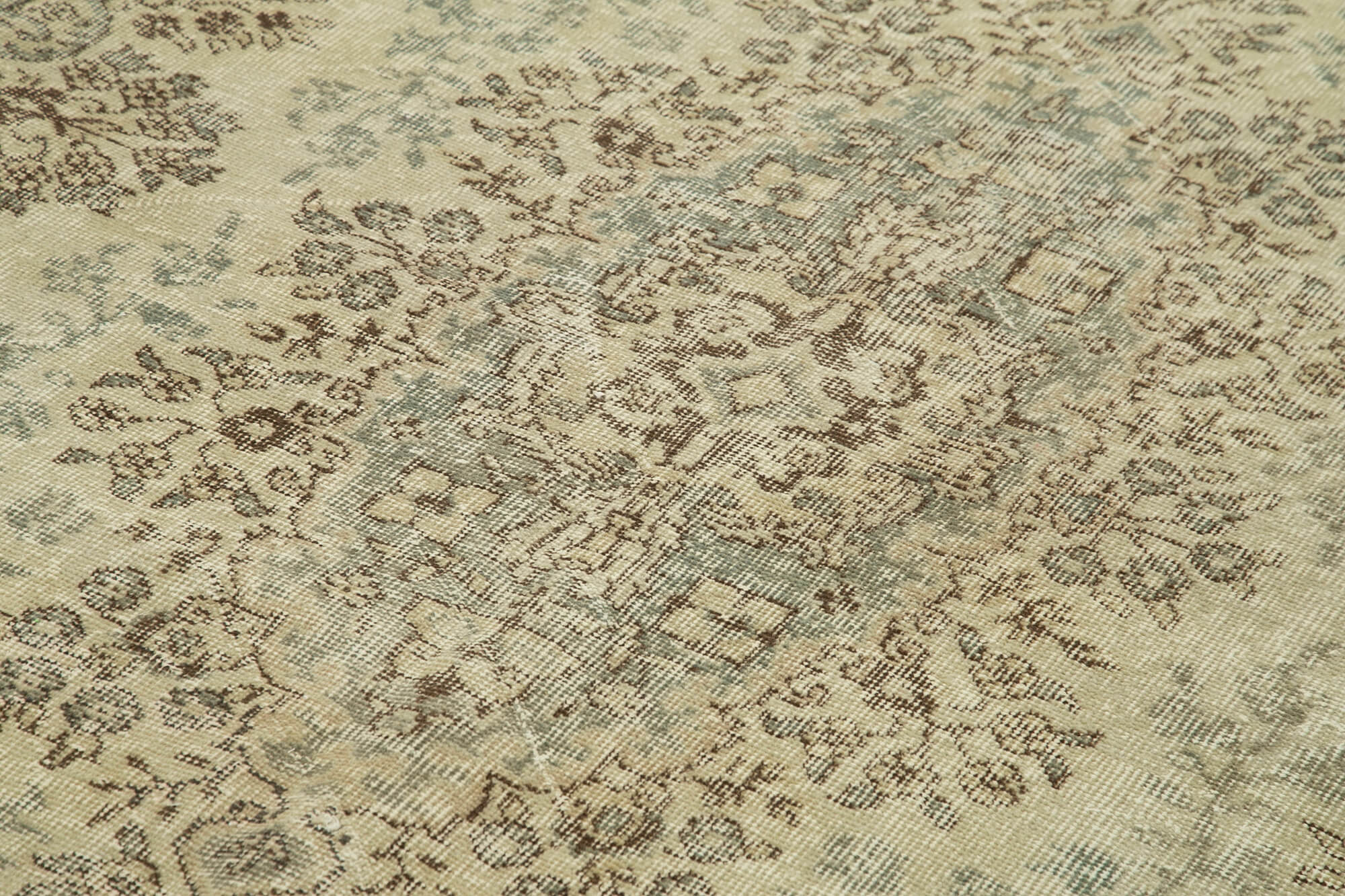 Handmade Wool Area Rug – Vintage Cotton Rug 5'5''x9'3'' Beige Neutral Color