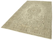 Handmade Wool Area Rug – Vintage Cotton Rug 5'7''x9'7'' Beige Soft Wool Carpet