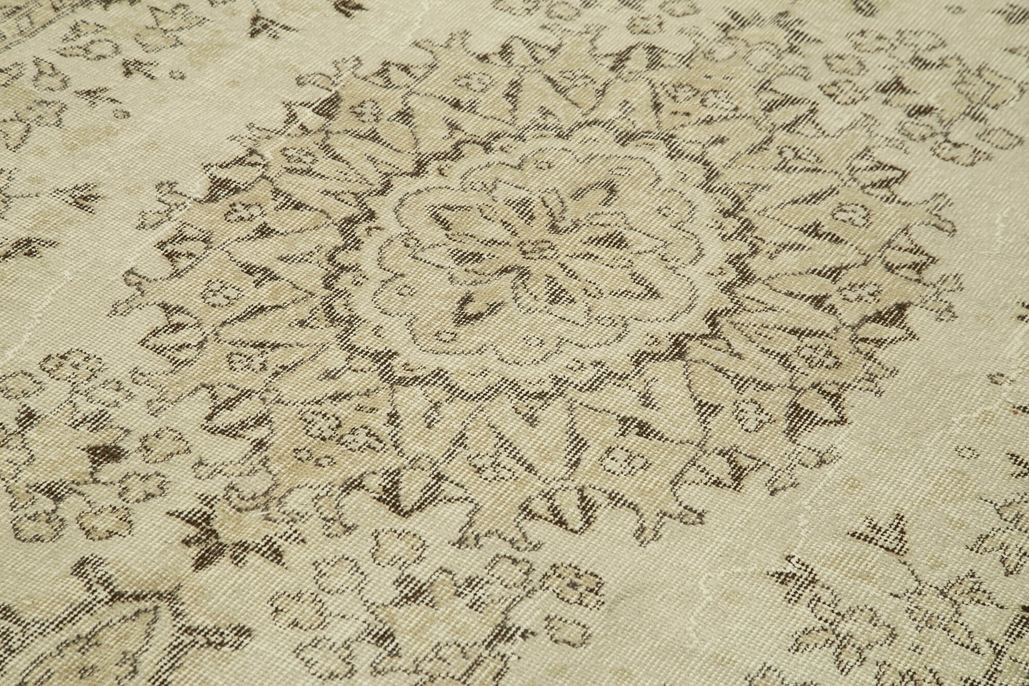 Handmade Wool Area Rug – Vintage Cotton Rug 5'7''x9'7'' Beige Soft Wool Carpet