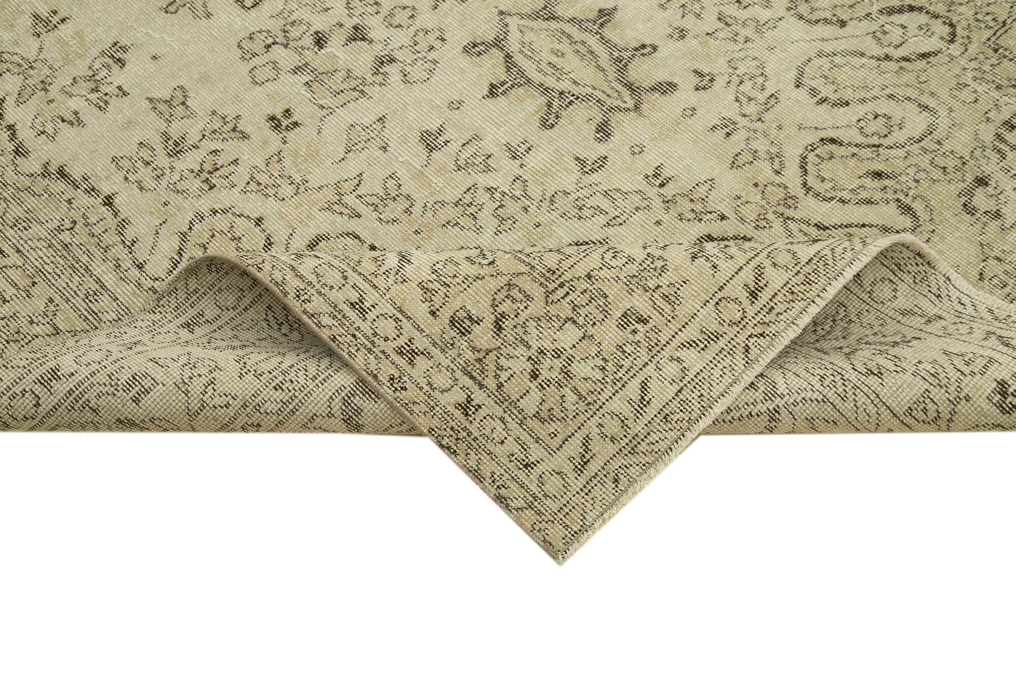 Handmade Wool Area Rug – Vintage Cotton Rug 5'7''x9'7'' Beige Soft Wool Carpet