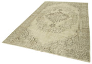 Handmade Wool Area Rug – Vintage Cotton Rug | Beige Rustic Style Carpet 6'4''x10'2''