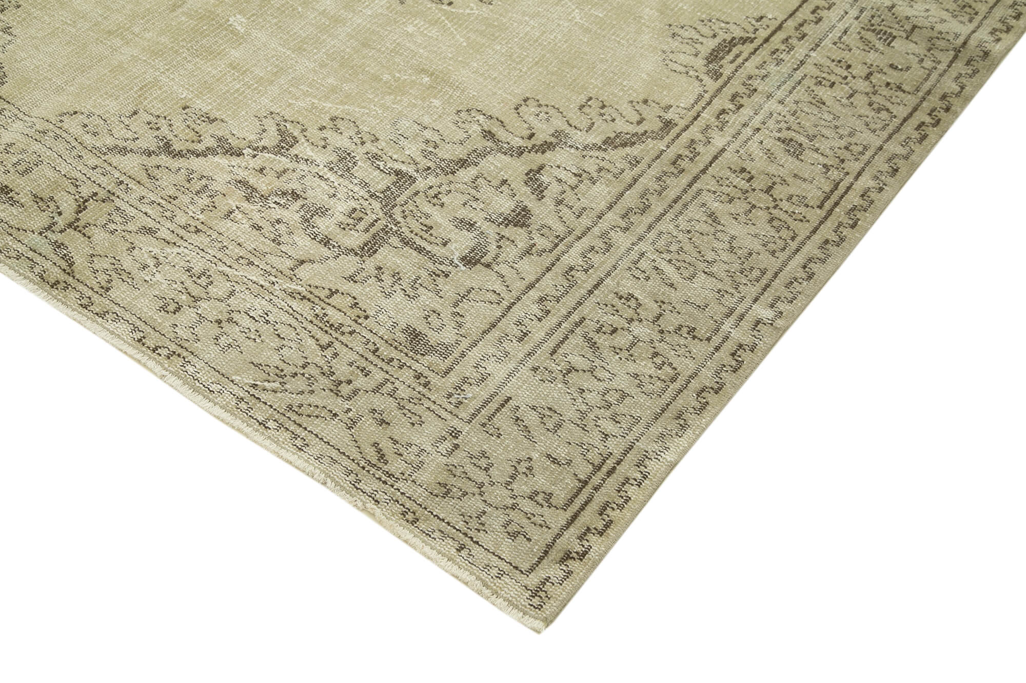 Handmade Wool Area Rug – Vintage Cotton Rug | Beige Rustic Style Carpet 6'4''x10'2''