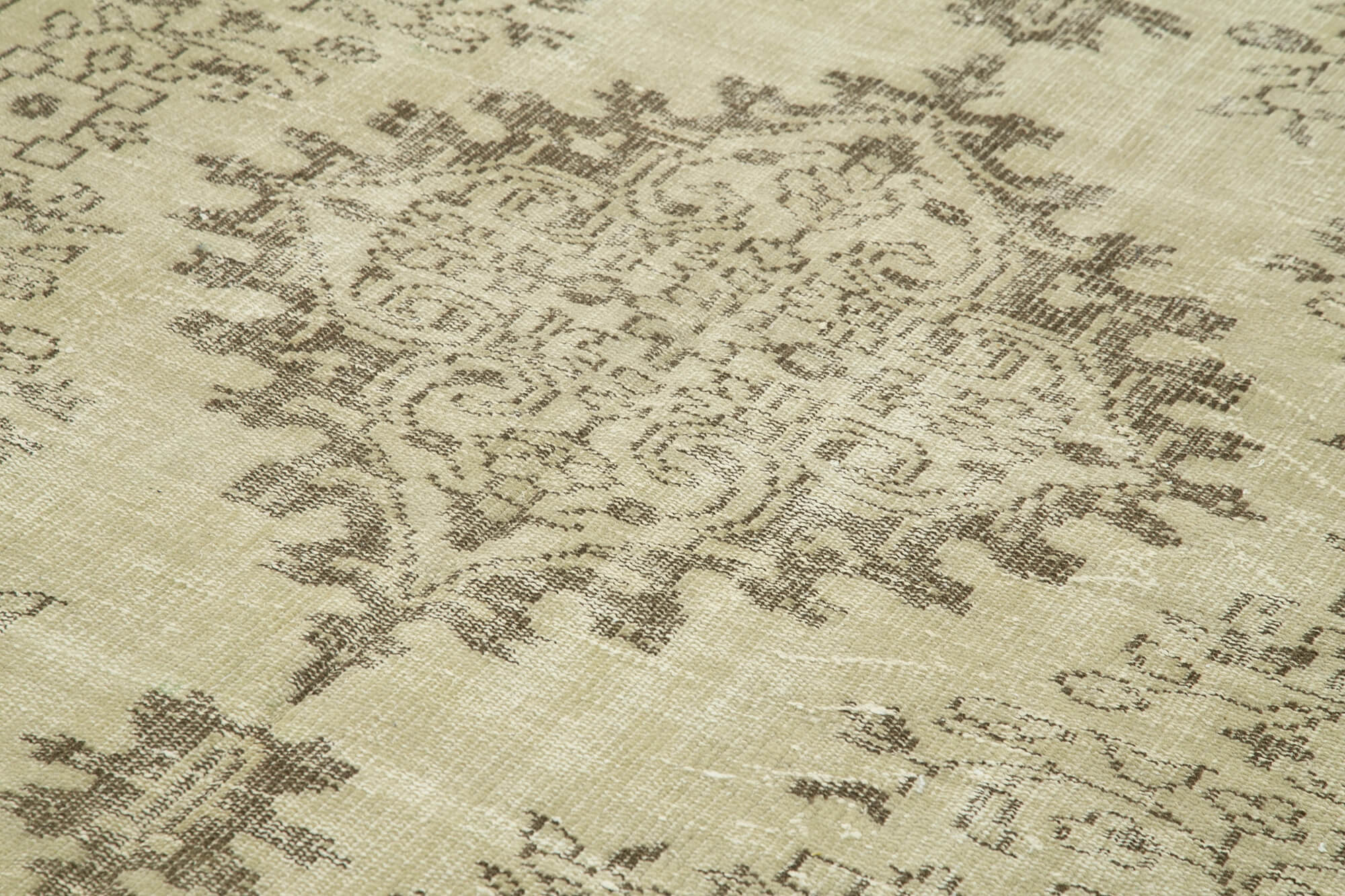 Handmade Wool Area Rug – Vintage Cotton Rug | Beige Rustic Style Carpet 6'4''x10'2''