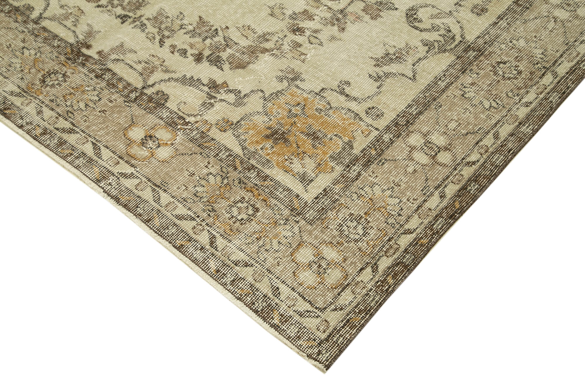 Vintage Cotton Wool Rug – Handmade Area Rug Beige Wool Carpet 5'9''x9'1''