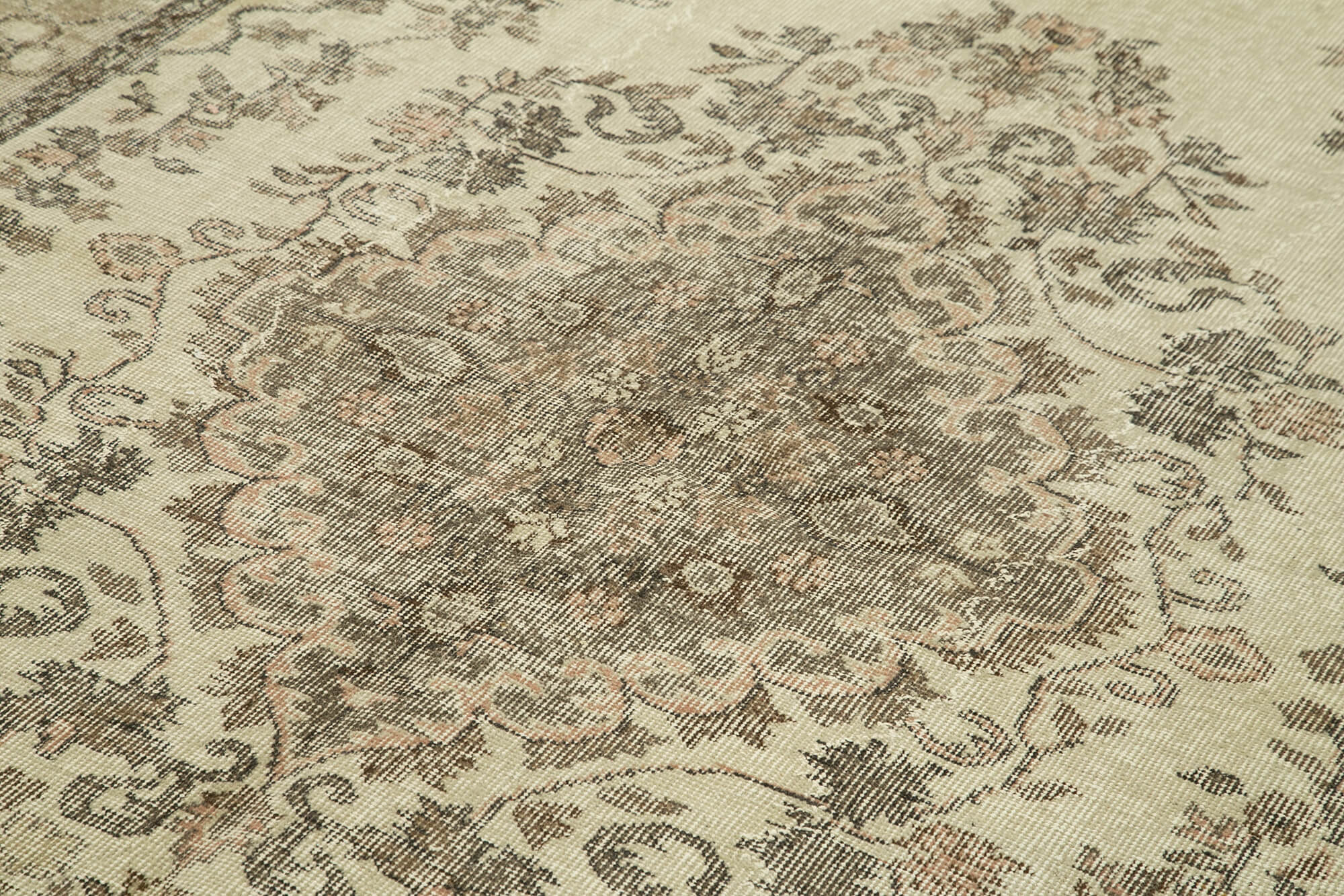 Vintage Cotton Wool Rug – Handmade Area Rug Beige Wool Carpet 5'9''x9'1''