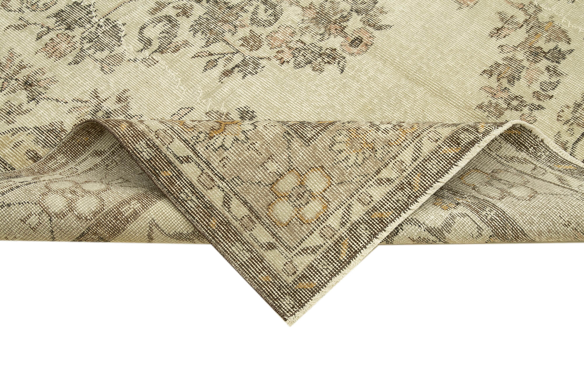 Vintage Cotton Wool Rug – Handmade Area Rug Beige Wool Carpet 5'9''x9'1''