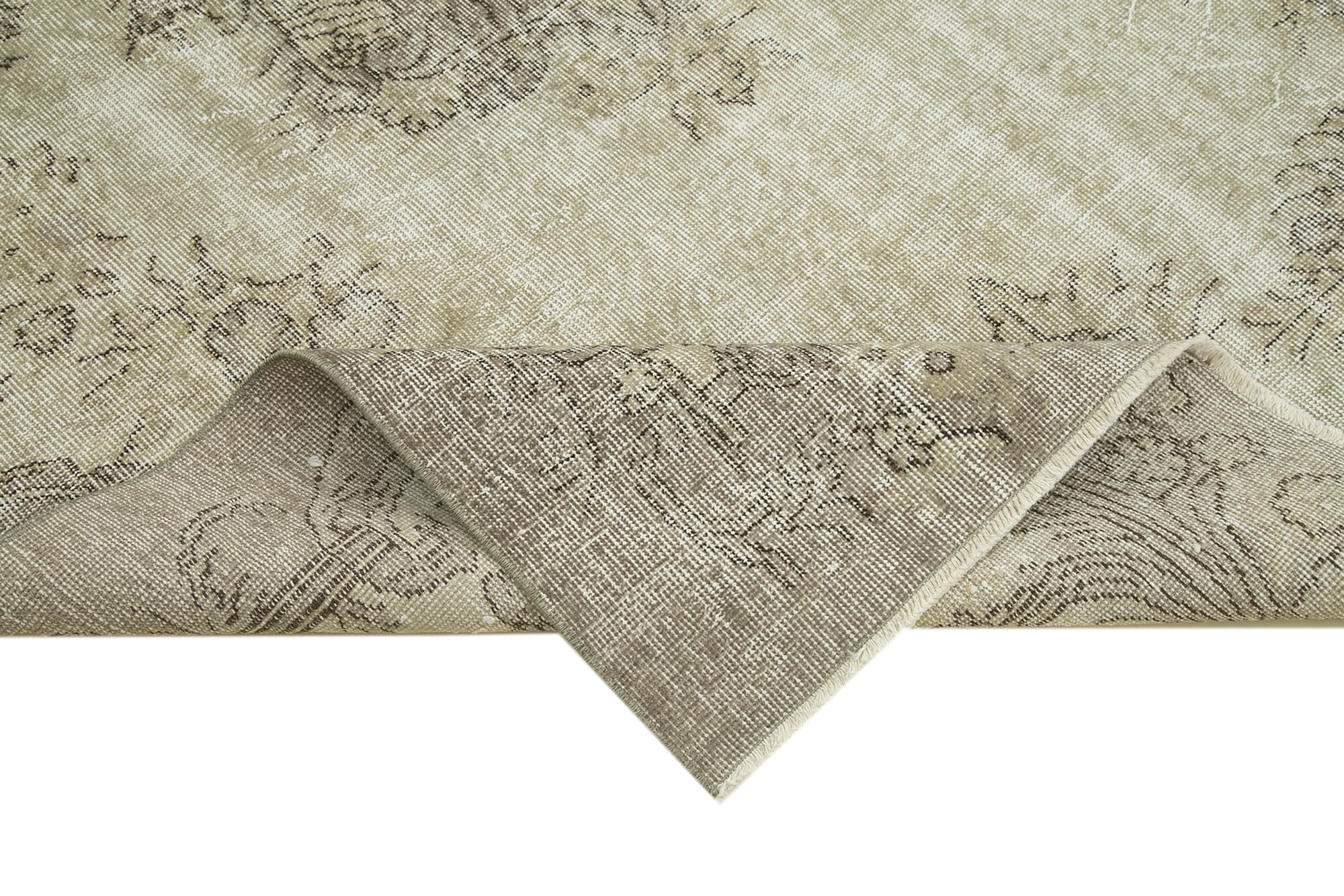 Handmade Vintage Area Rug – Overdyed Wool Rug | Turkish Hand Knotted Beige Carpet 5'4''x8'1''