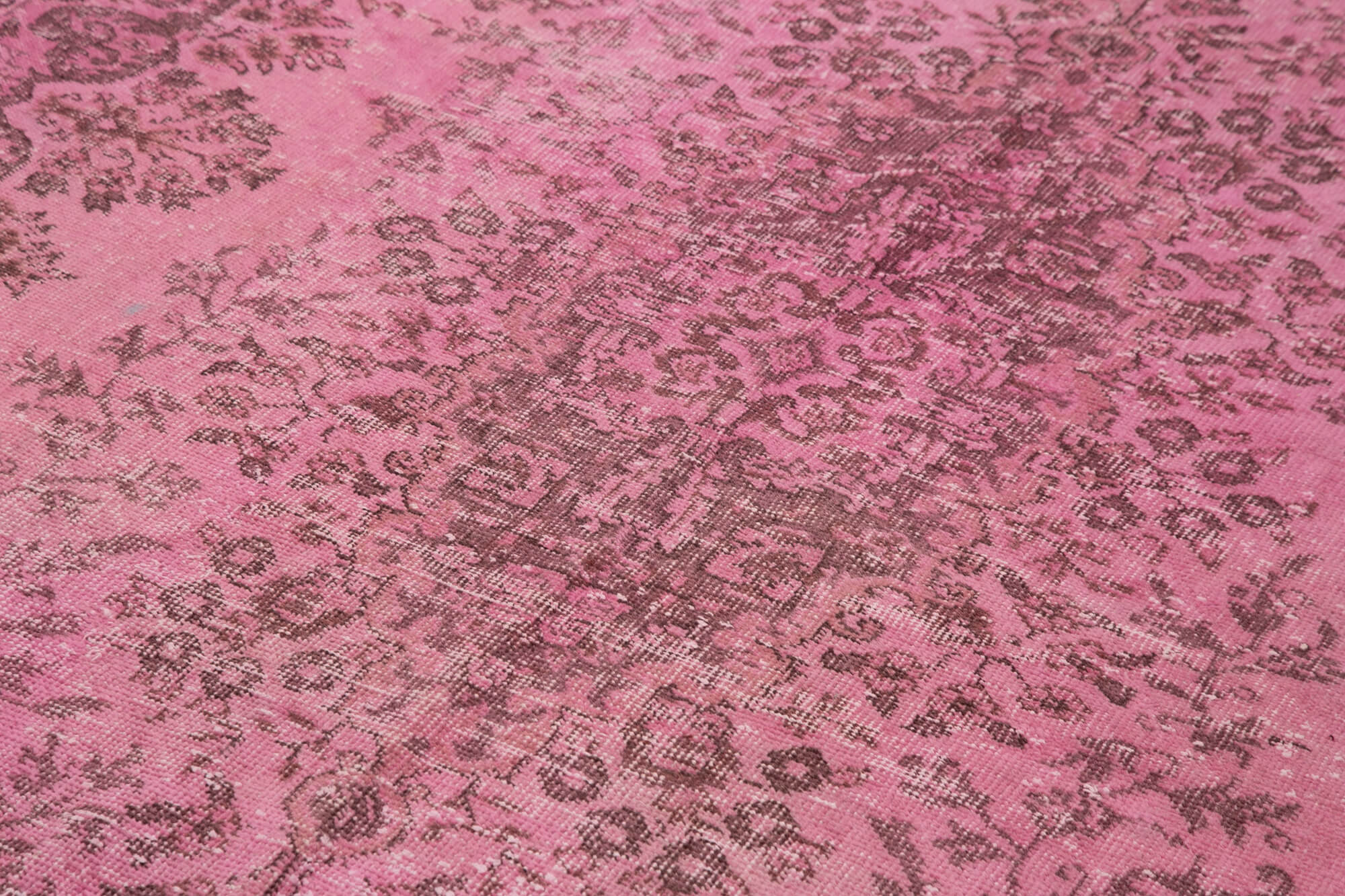 Handmade Vintage Area Rug - Overdyed Wool Rug, Pink Cotton Carpet 5'4''x9'8''